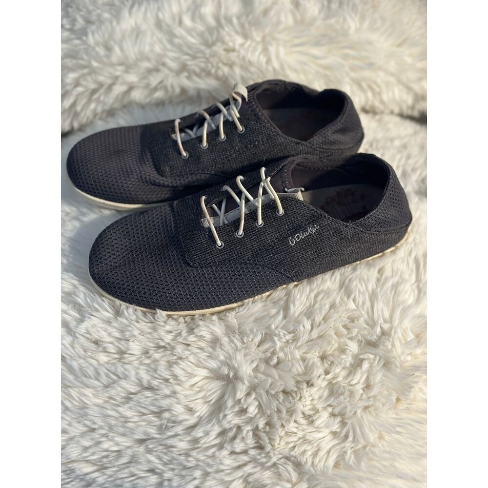Olukai Waialua Lace Women 7 Mesh Sneakers Charcoal Grey Black 20364-PVPV